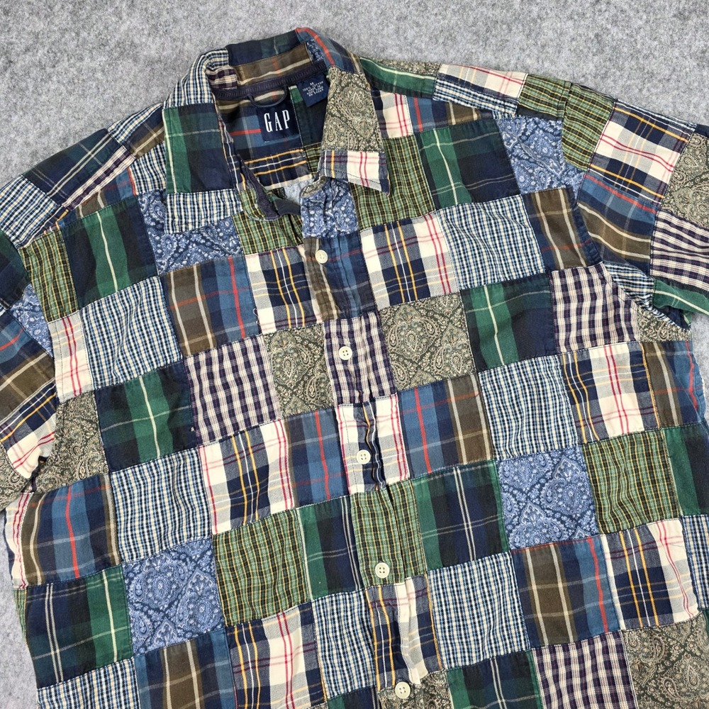 Vintage Gap Patchwork Plaid Shirt Button Quilted … - image 3
